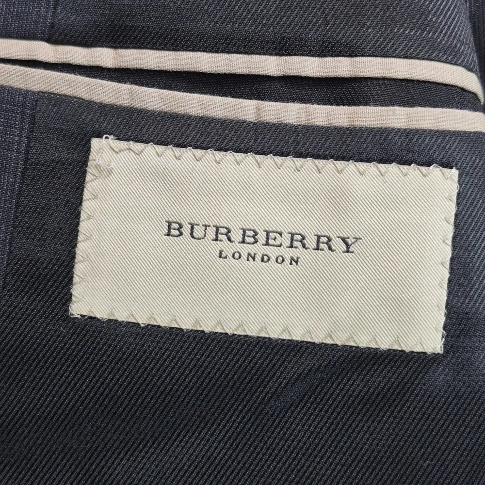Burberry Blazer Mens 40L Gray Glen Check 100% Wool 3 Button Jacket Made in USA